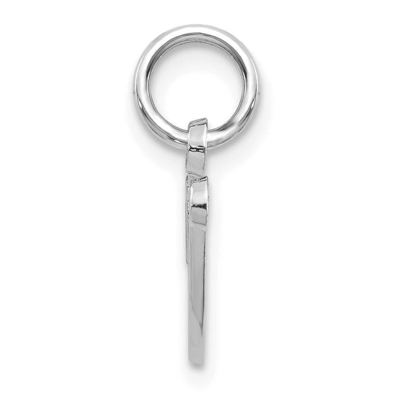 14K White Gold 14Kw Casted Script Letter V Initial Charm