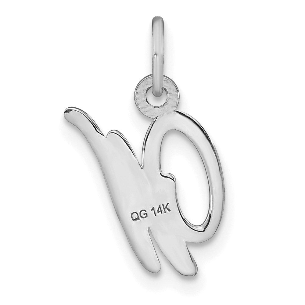 14K White Gold 14Kw Casted Script Letter W Initial Charm