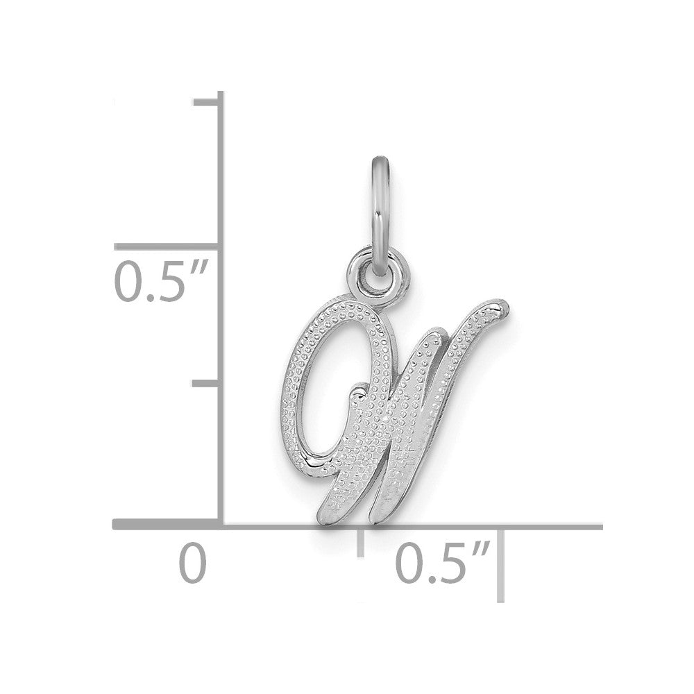 14K White Gold 14Kw Casted Script Letter W Initial Charm
