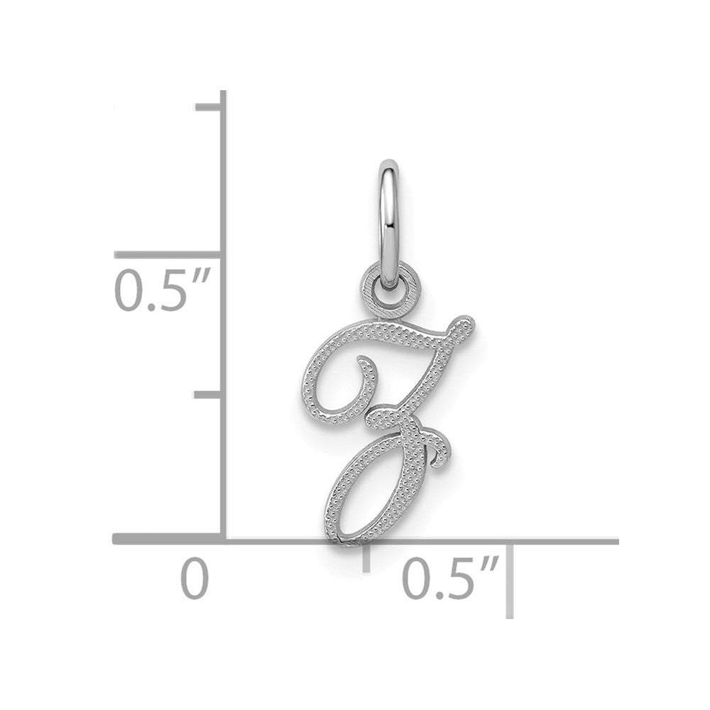 14KW White Gold Casted Script Letter Z Initial Charm