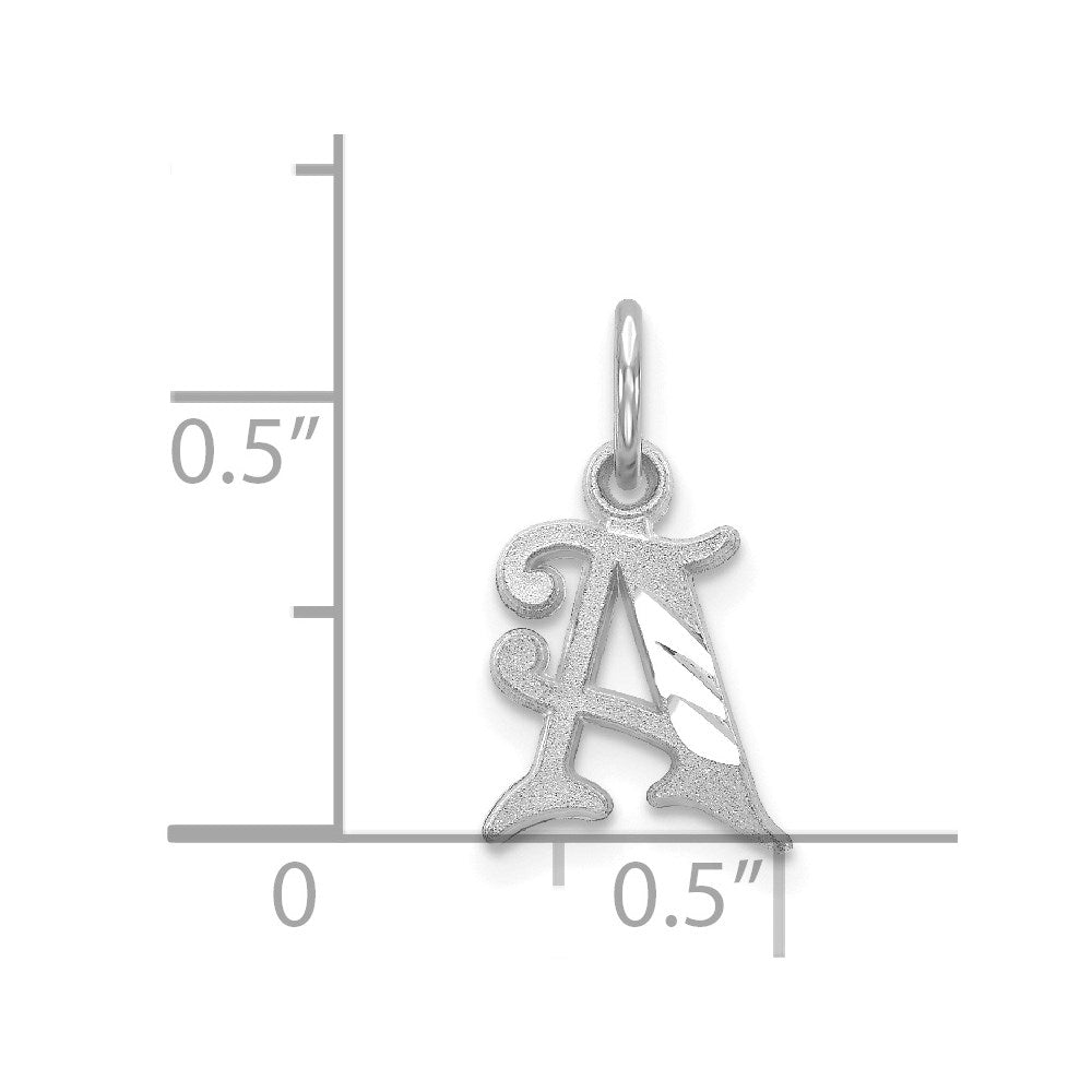14K White Gold 14Kw Diamond-Cut Letter A Initial Charm