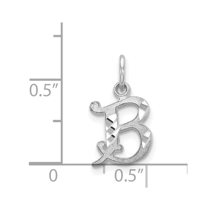 14K White Gold 14Kw Diamond-Cut Letter B Initial Charm