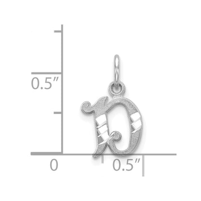 14K White Gold 14Kw Diamond-Cut Letter D Initial Charm