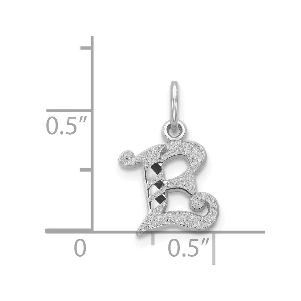14K White Gold 14Kw Diamond-Cut Letter E Initial Charm