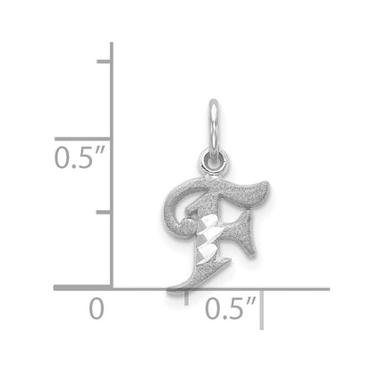 14K White Gold 14Kw Diamond-Cut Letter F Initial Charm