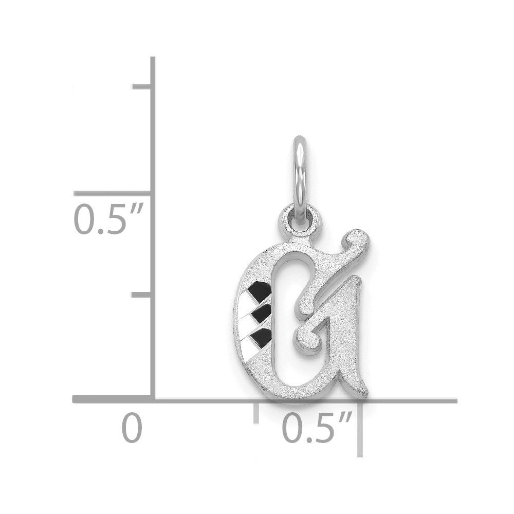 14K White Gold 14Kw Diamond-Cut Letter G Initial Charm