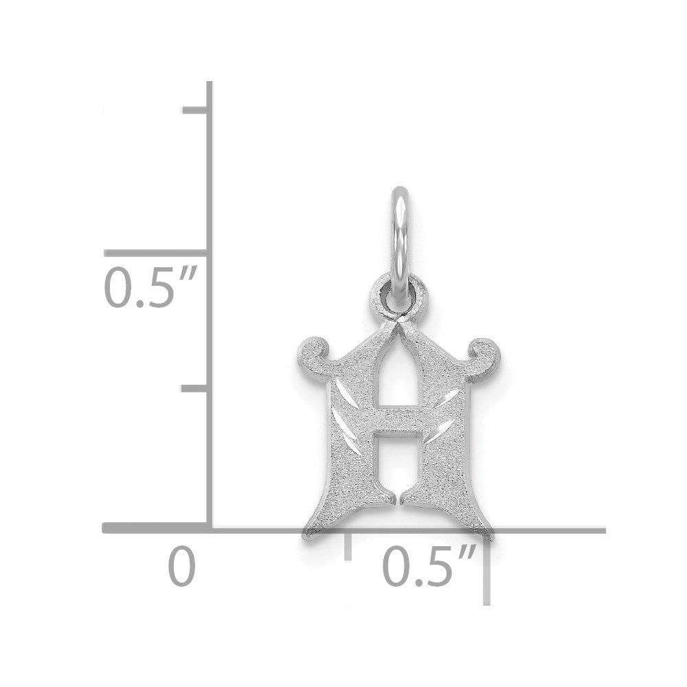 14K White Gold 14Kw Diamond-Cut Letter H Initial Charm