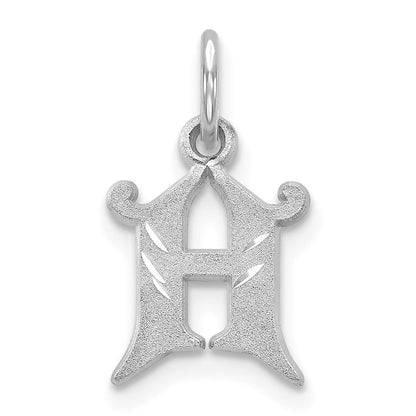 14K White Gold 14Kw Diamond-Cut Letter H Initial Charm