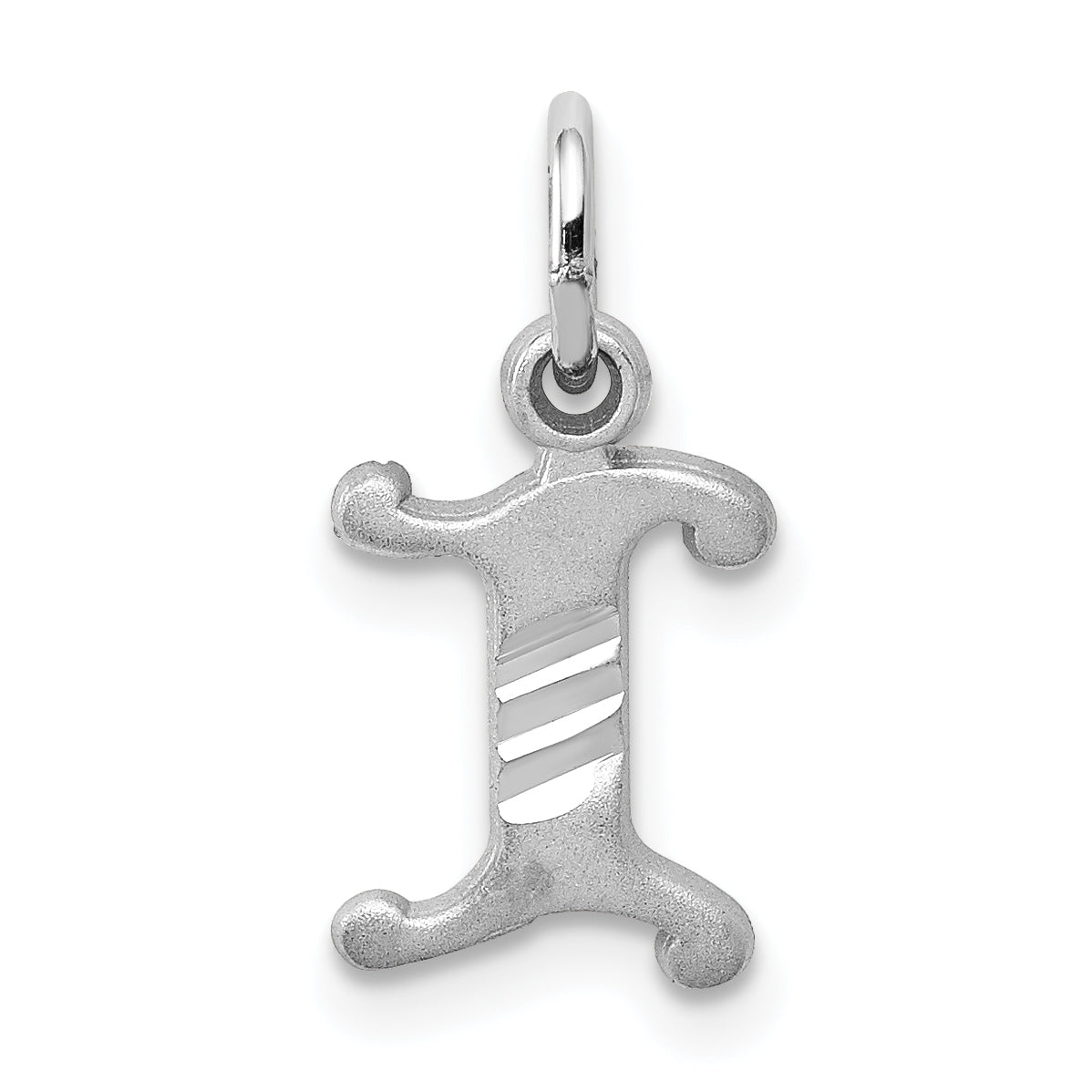 14K White Gold 14Kw Diamond-Cut Letter I Initial Charm