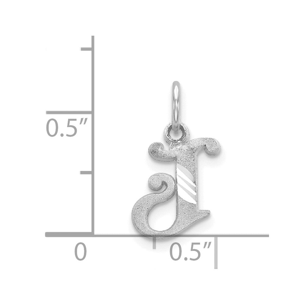 14K White Gold 14Kw Diamond-Cut Letter J Initial Charm