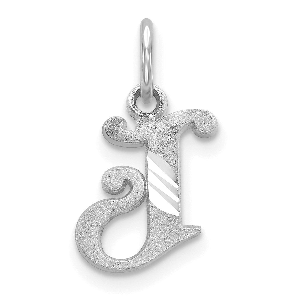 14K White Gold 14Kw Diamond-Cut Letter J Initial Charm