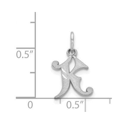 14K White Gold 14Kw Diamond-Cut Letter K Initial Charm