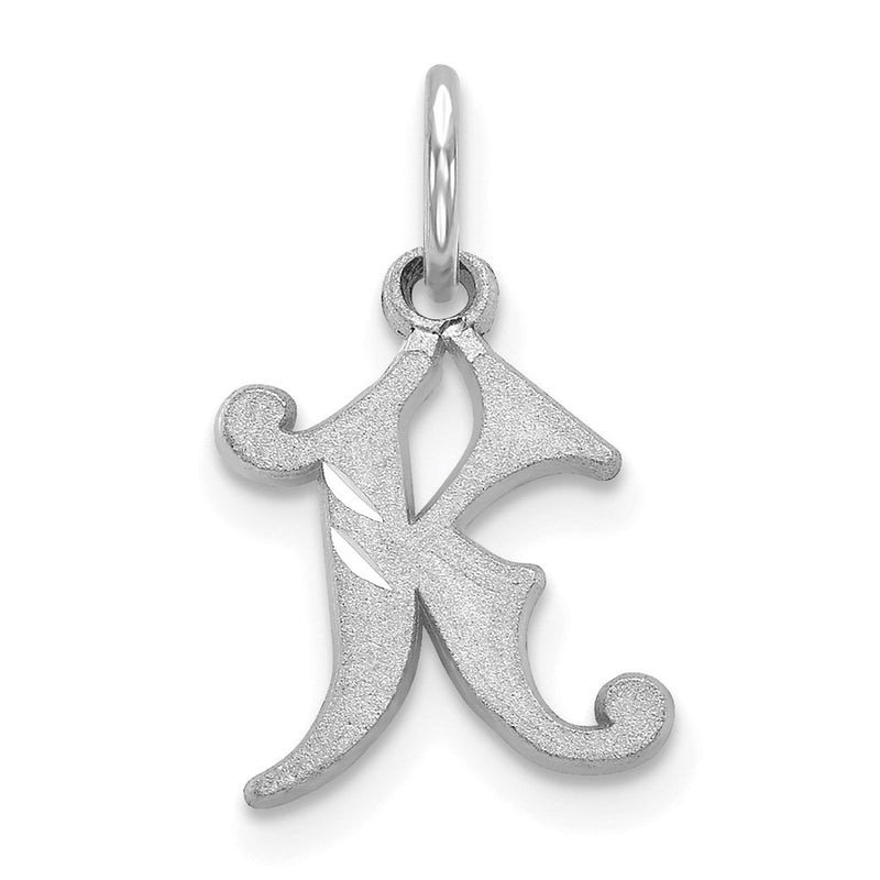 14K White Gold 14Kw Diamond-Cut Letter K Initial Charm