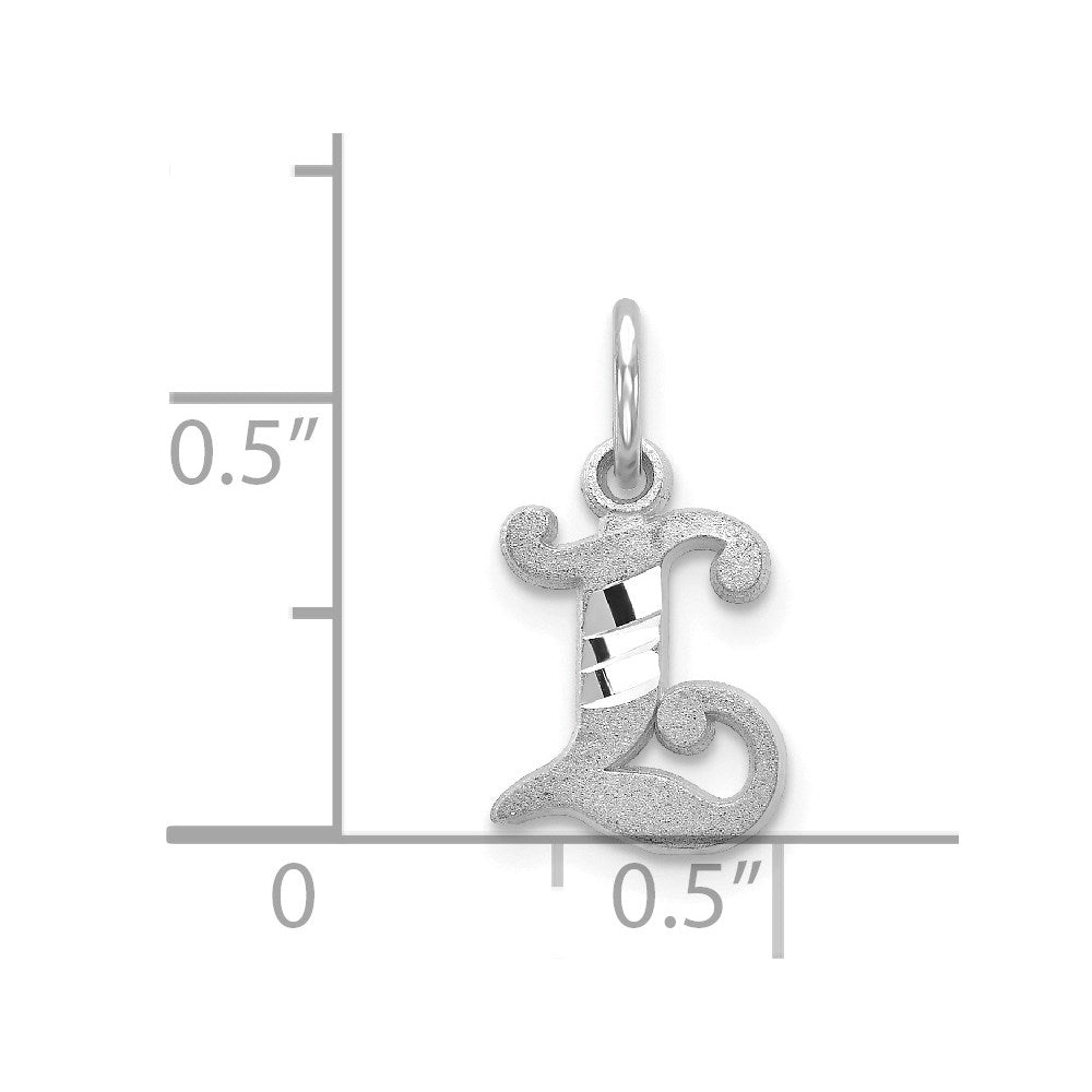 14K White Gold 14Kw Diamond-Cut Letter L Initial Charm