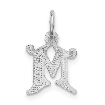 14K White Gold 14Kw Diamond-Cut Letter M Initial Charm