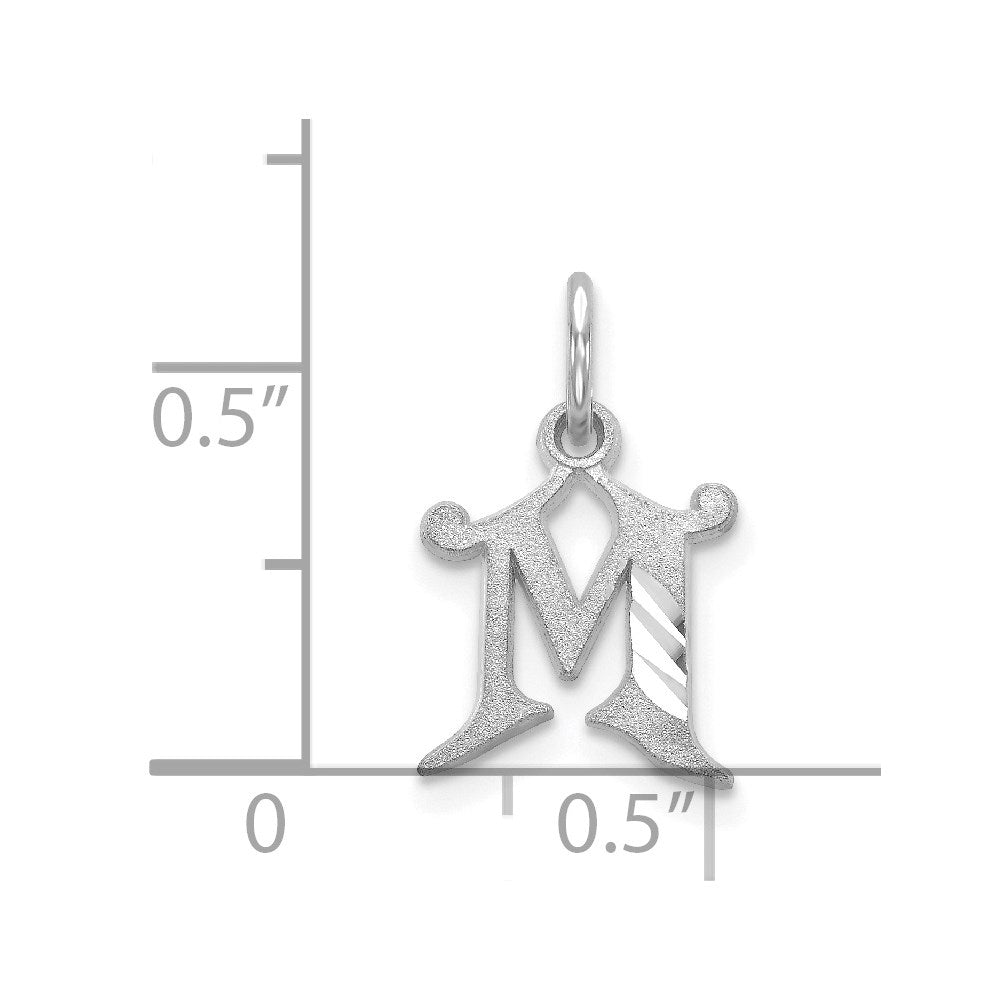 14K White Gold 14Kw Diamond-Cut Letter M Initial Charm
