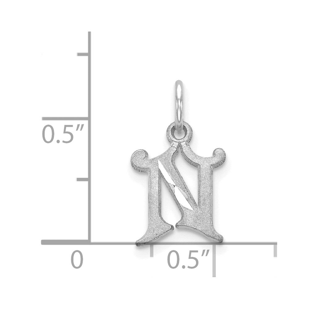 14K White Gold 14Kw Diamond-Cut Letter N Initial Charm