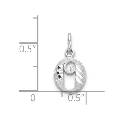 14K White Gold 14Kw Diamond-Cut Letter O Initial Charm