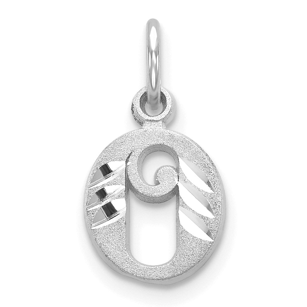 14K White Gold 14Kw Diamond-Cut Letter O Initial Charm