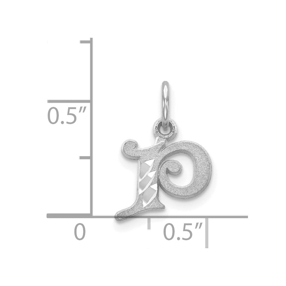 14K White Gold 14Kw Diamond-Cut Letter P Initial Charm
