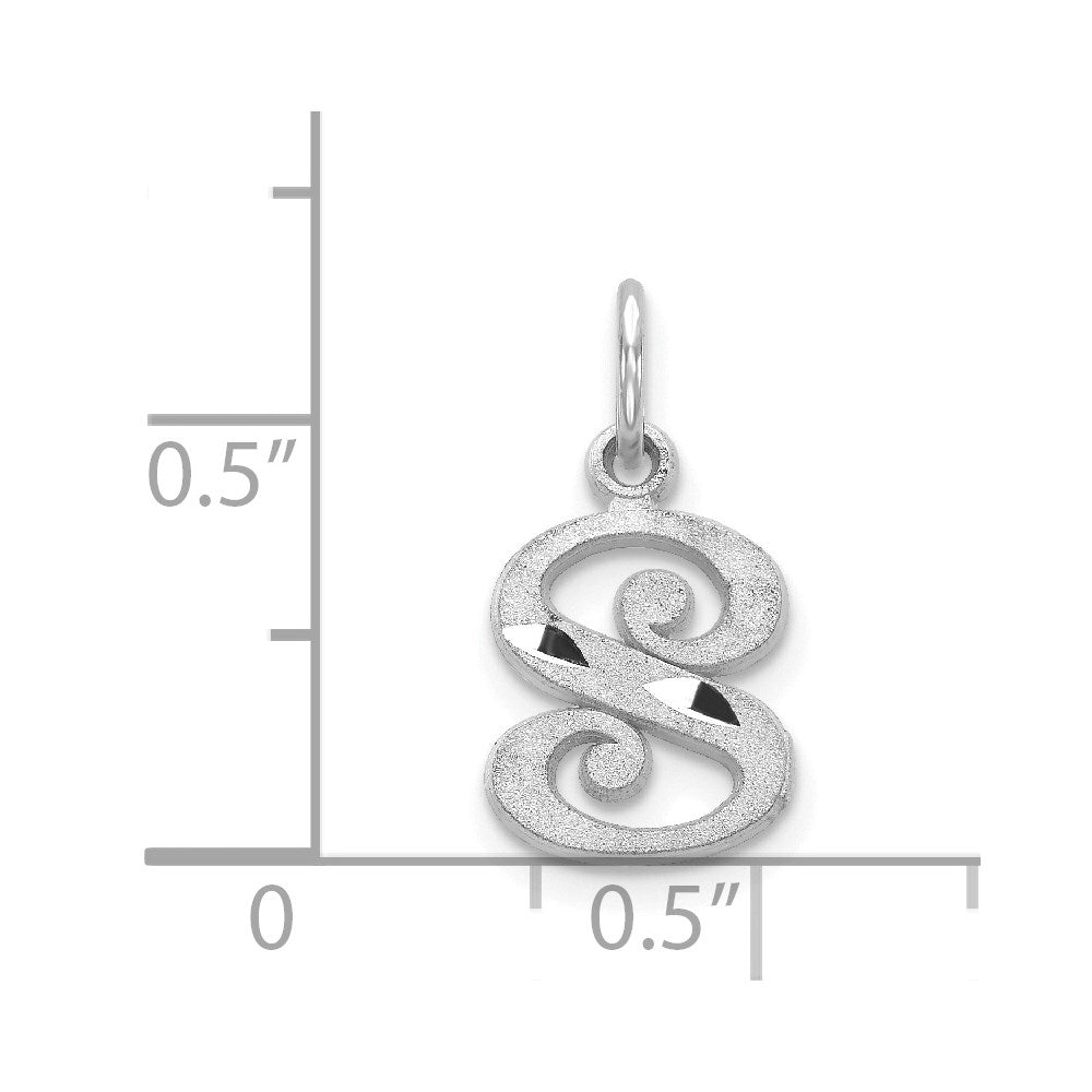 14K White Gold 14Kw Diamond-Cut Letter S Initial Charm