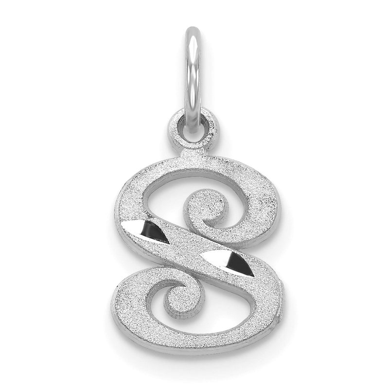 14K White Gold 14Kw Diamond-Cut Letter S Initial Charm