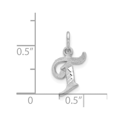 14K White Gold 14Kw Diamond-Cut Letter T Initial Charm