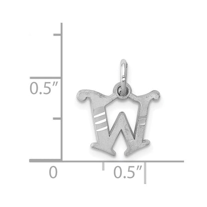 14K White Gold 14Kw Diamond-Cut Letter W Initial Charm