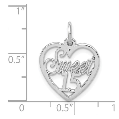 14K White Gold Sweet 15 Charm