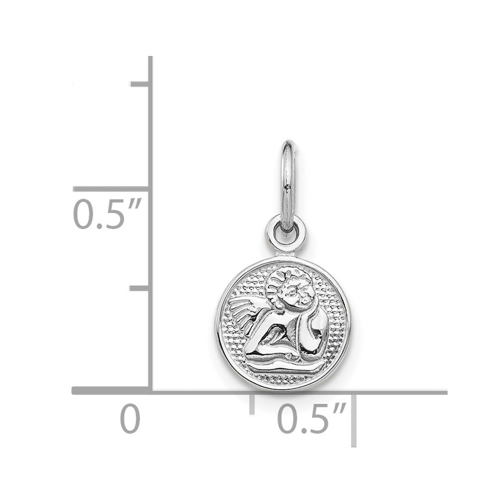 14K White Gold Small Polished Angel Charm
