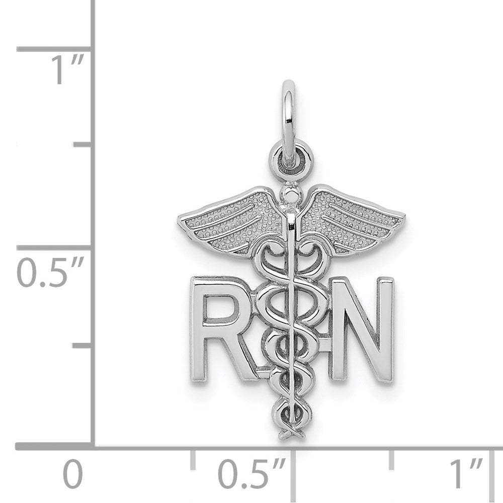14K White Gold Rn Registered Nurse Charm
