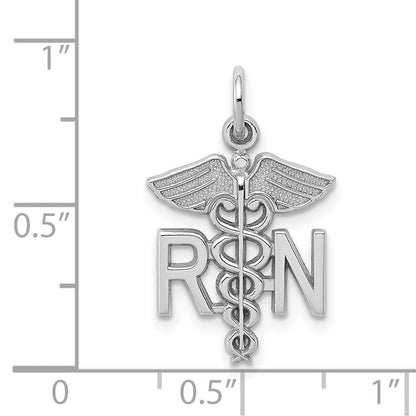 14K White Gold Rn Registered Nurse Charm