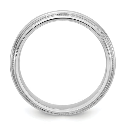 Solid 10K White Gold 5mm Double Milgrain Comfort Fit Men's/Women's Wedding Band Ring Size 7.5