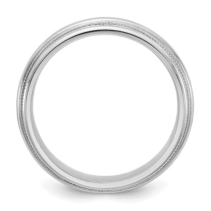 14k White Gold 5mm Double Milgrain Comfort Fit Wedding Band Ring