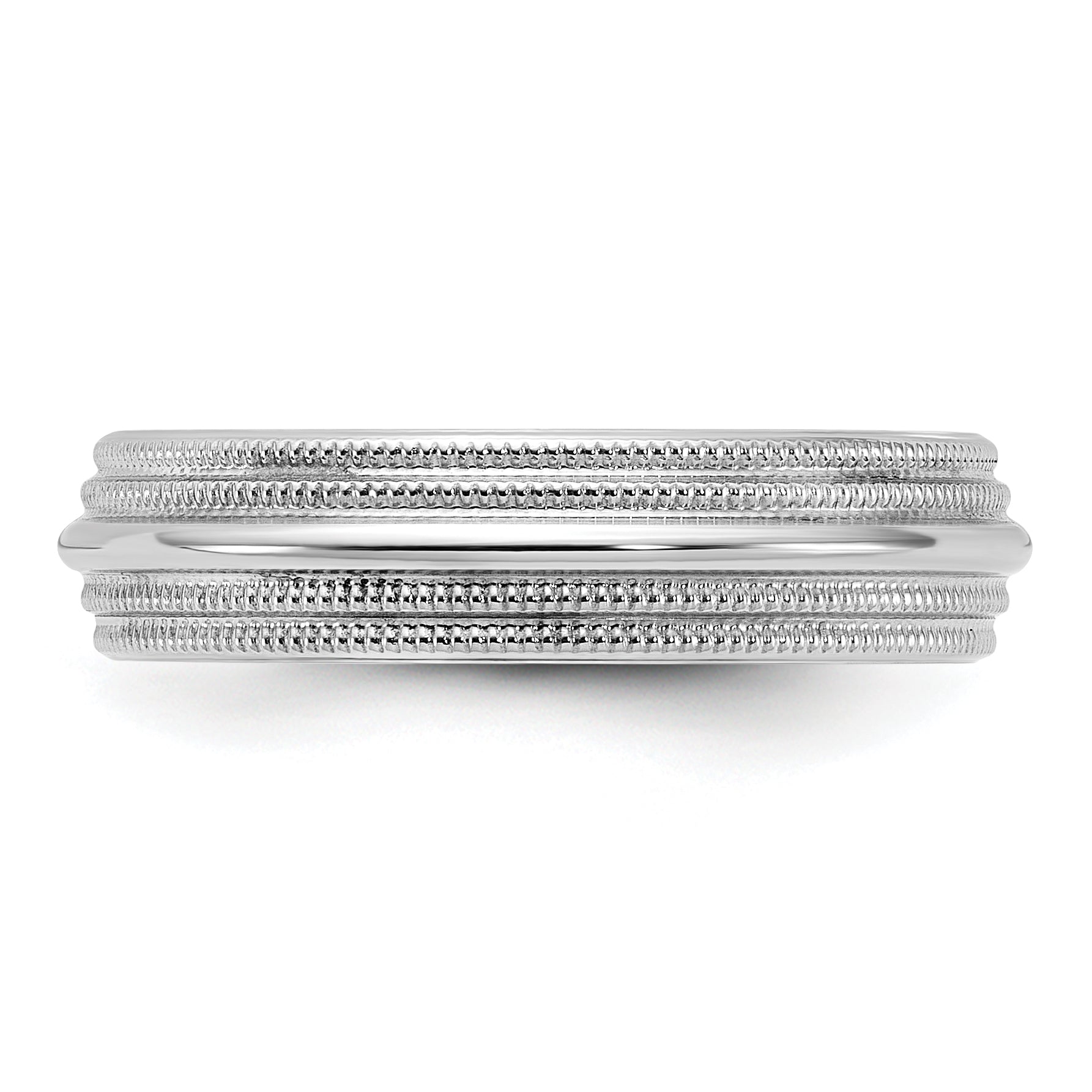 Solid 10K White Gold 5mm Double Milgrain Comfort Fit Men's/Women's Wedding Band Ring Size 7.5