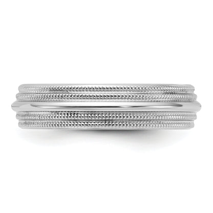 Solid 10K White Gold 5mm Double Milgrain Comfort Fit Men's/Women's Wedding Band Ring Size 7.5