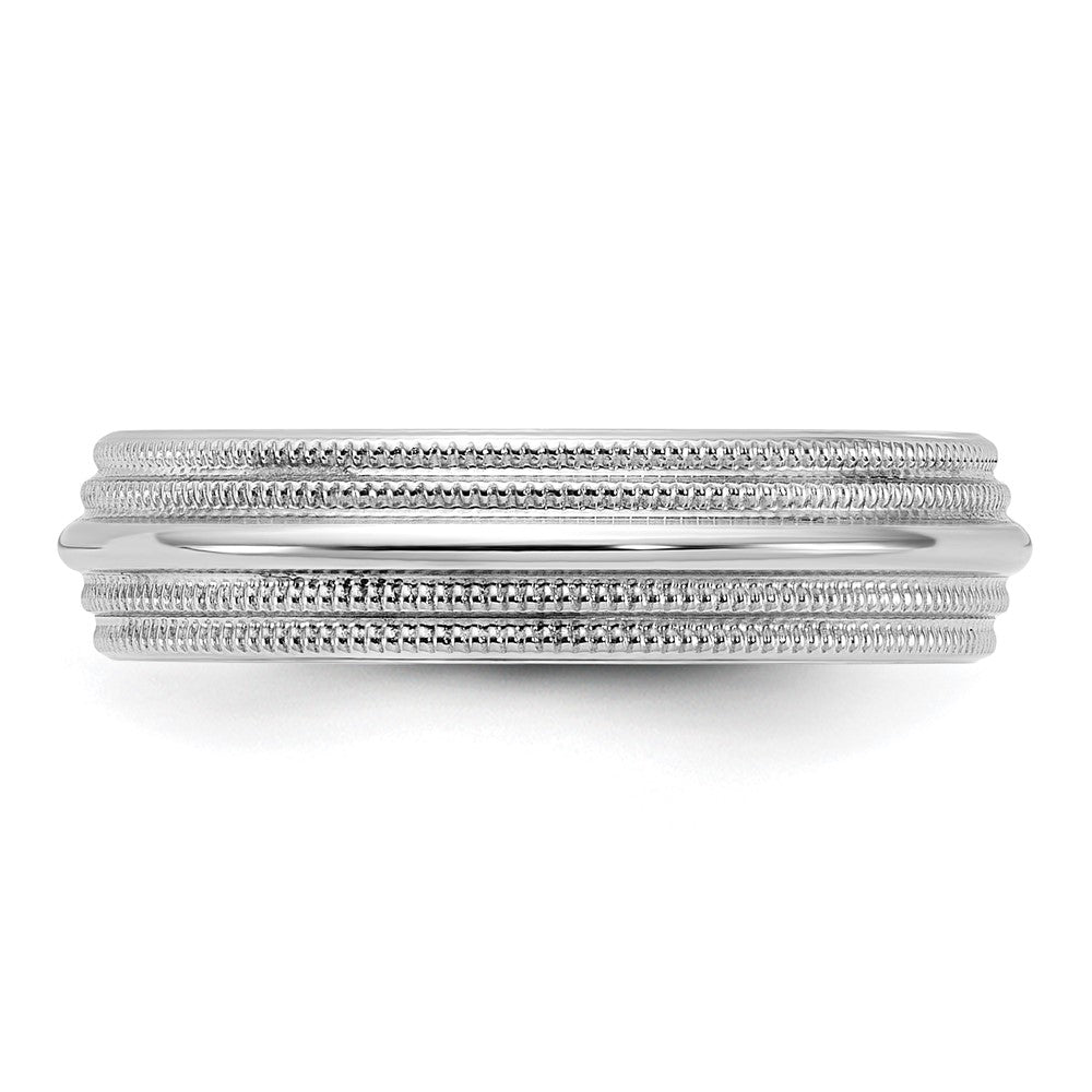 14k White Gold 5mm Double Milgrain Comfort Fit Wedding Band Ring