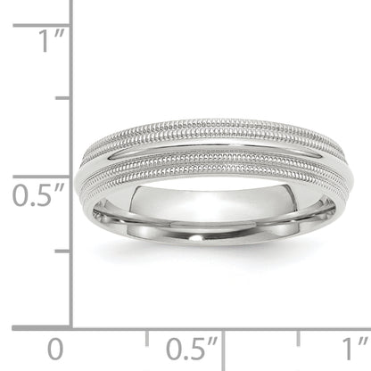 Solid 10K White Gold 5mm Double Milgrain Comfort Fit Men's/Women's Wedding Band Ring Size 7.5