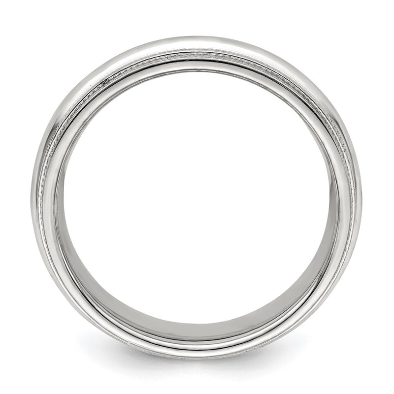 14k White Gold 6mm Double Milgrain Comfort Fit Wedding Band Ring