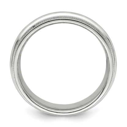 10k White Gold 6mm Double Milgrain Comfort Fit Wedding Band Ring