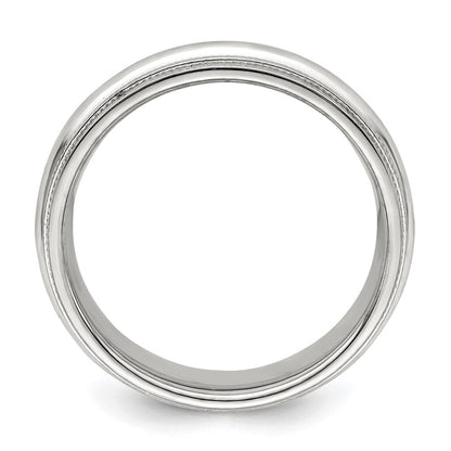 18k White Gold 6mm Double Milgrain Comfort Fit Wedding Band Ring