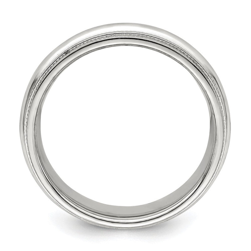 18k White Gold 6mm Double Milgrain Comfort Fit Wedding Band Ring