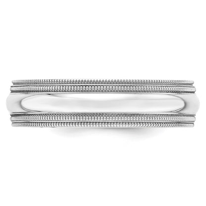 10k White Gold 6mm Double Milgrain Comfort Fit Wedding Band Ring