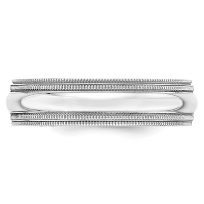 Solid 14K White Gold 6mm Double Milgrain Comfort Fit Men's/Women's Wedding Band Ring Size 4