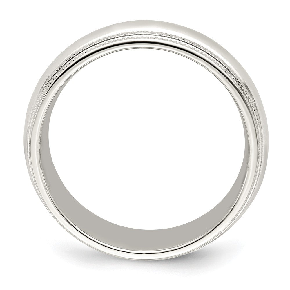 18k White Gold 7mm Double Milgrain Comfort Fit Wedding Band Ring