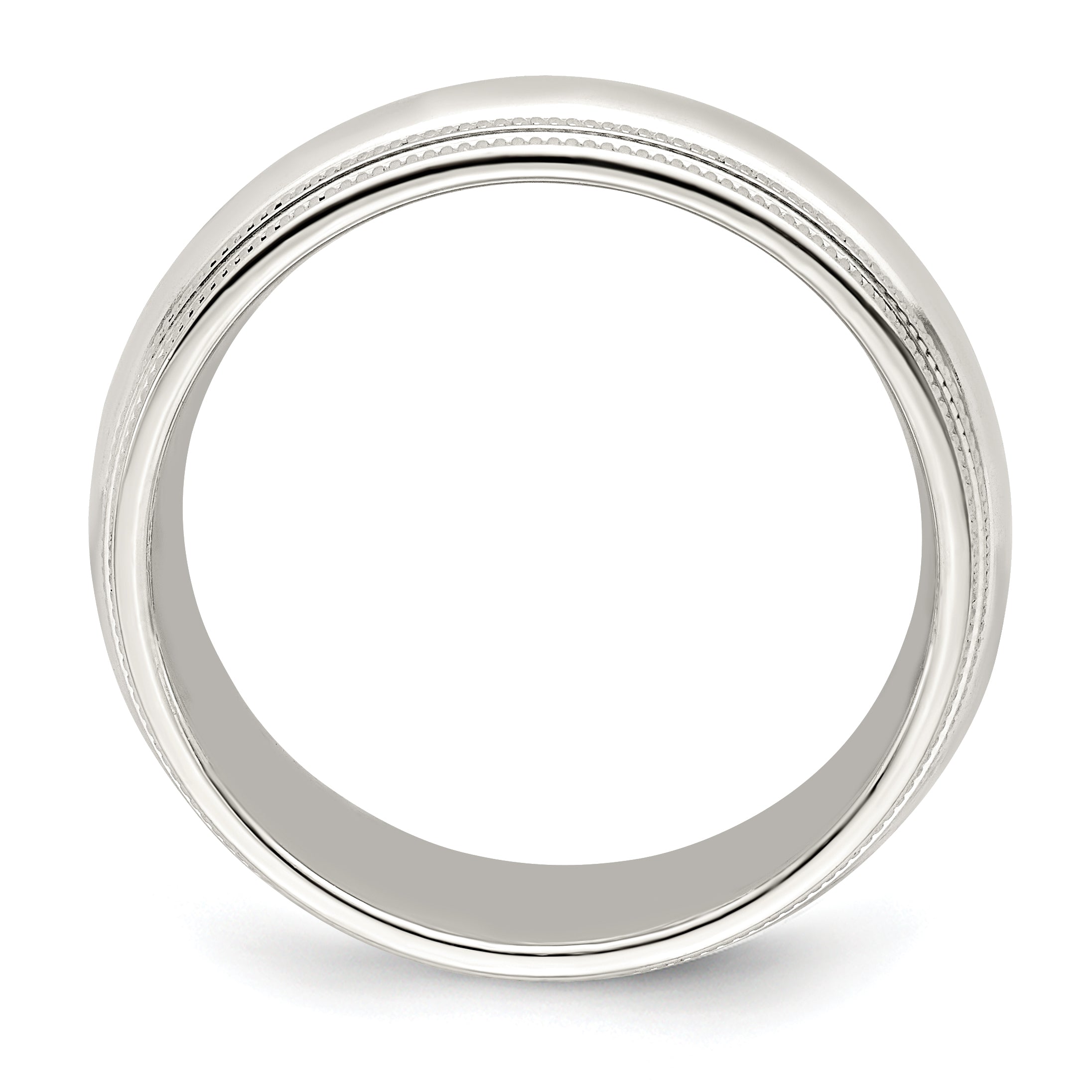 Solid 14K White Gold 7mm Double Milgrain Comfort Fit Men's/Women's Wedding Band Ring Size 10