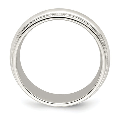 Solid 14K White Gold 7mm Double Milgrain Comfort Fit Men's/Women's Wedding Band Ring Size 10
