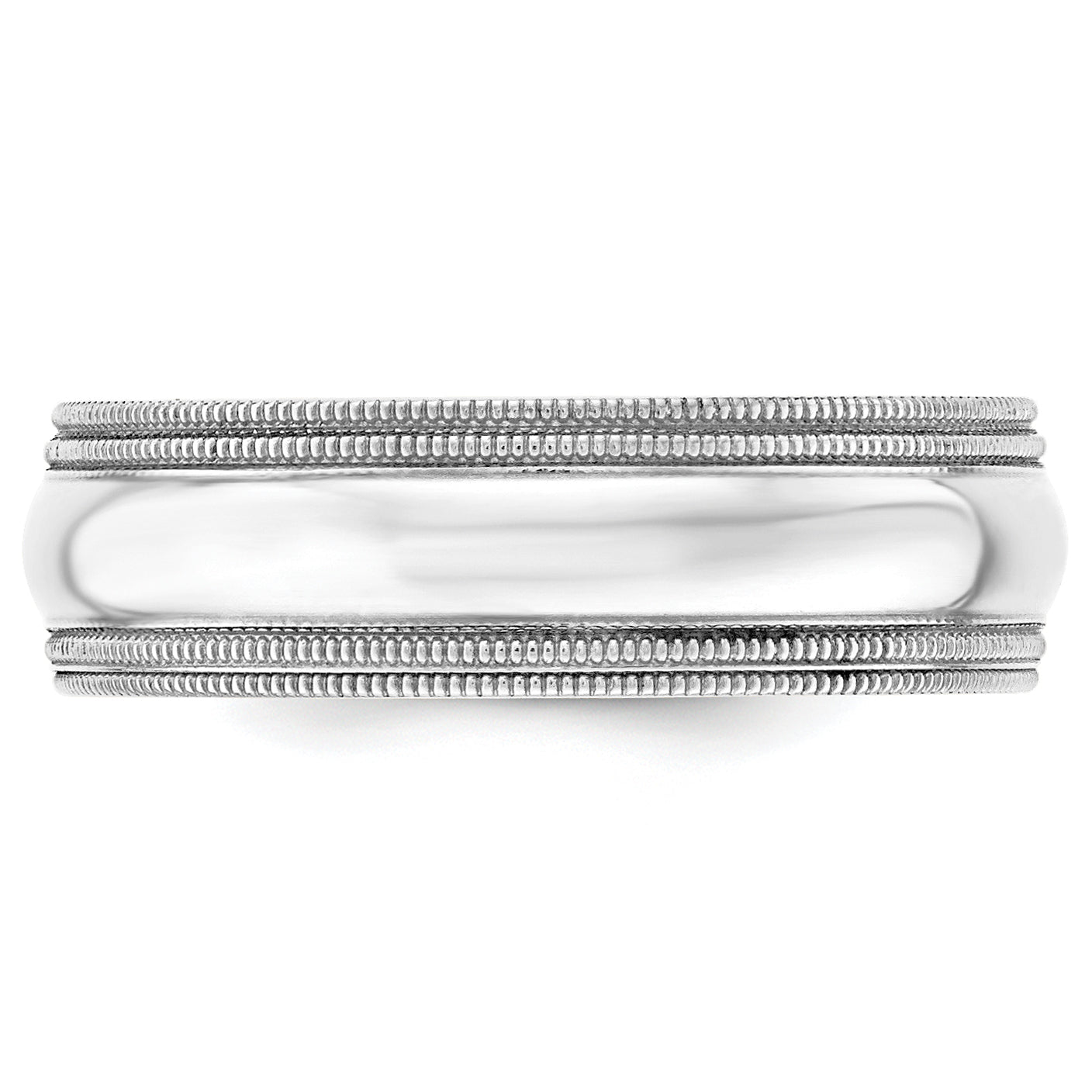 Solid 14K White Gold 7mm Double Milgrain Comfort Fit Men's/Women's Wedding Band Ring Size 10