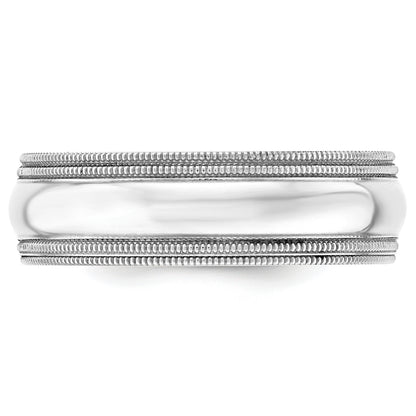 Solid 14K White Gold 7mm Double Milgrain Comfort Fit Men's/Women's Wedding Band Ring Size 10