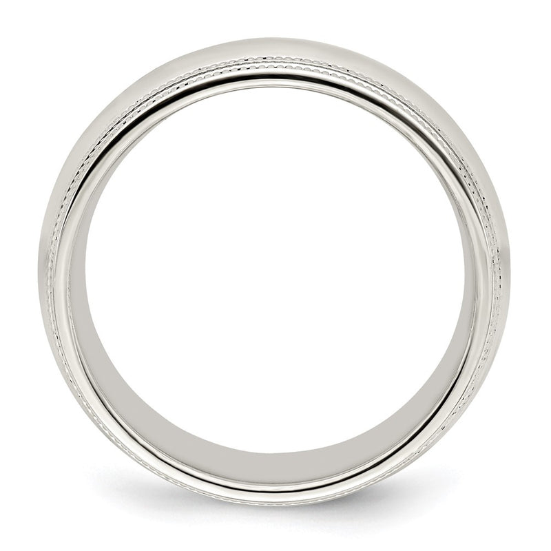 10k White Gold 8mm Double Milgrain Comfort Fit Wedding Band Ring